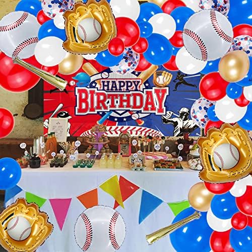 Baseball Themed Foil Balloons with Bat and Glove Decor