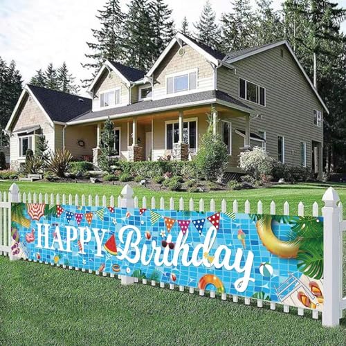 Aushenke Pool Birthday Banner 118 x 20 Inch