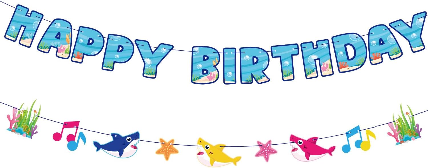 Shark Birthday Banner for Boys - Ocean Theme Decorations