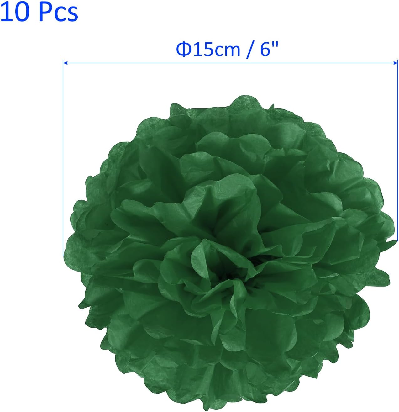 M Meterxity 10 Pack Tissue Pom Poms Flowers 6 Inches Dark Green