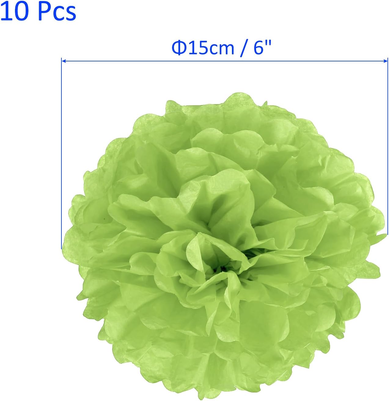 M Meterxity 10 Pack Tissue Pom Poms Flowers 6 Inches Lime Green