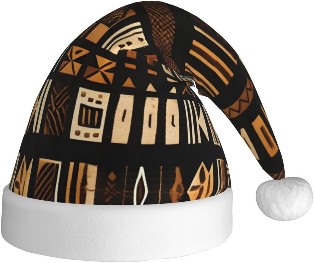 QINZHENG Velvet Plush Santa Hat With African Tribal Print