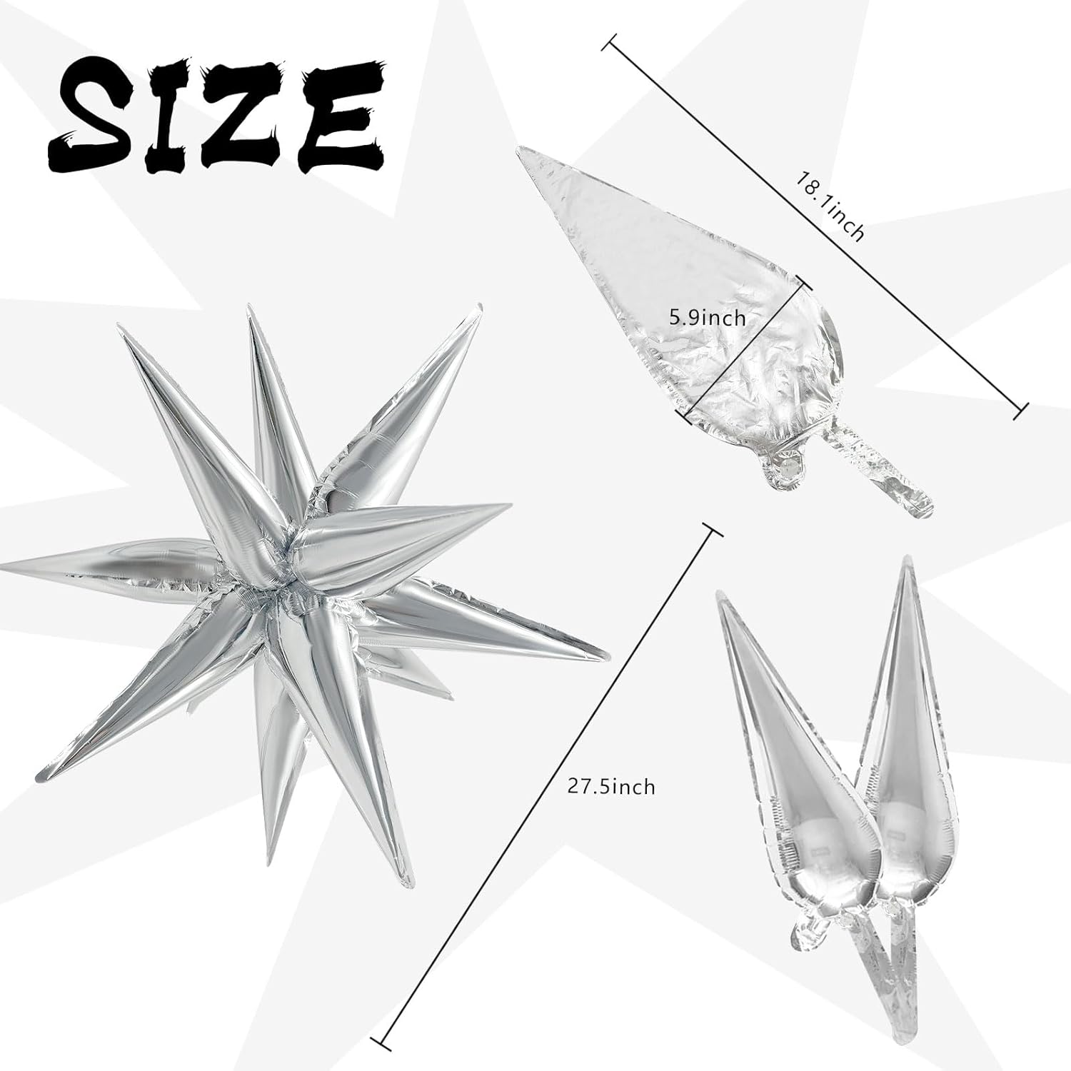 60Pcs Silver Star Balloons Party Decorations