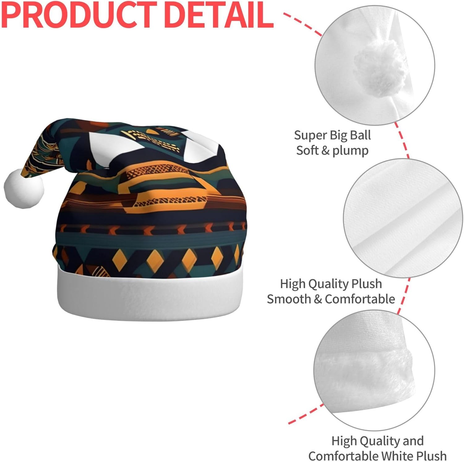 QINZHENG Novelty Santa Hat with African Print for Women