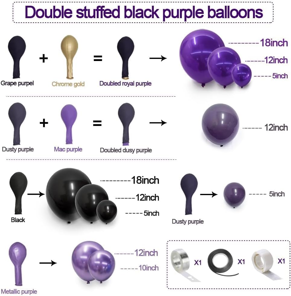 Purple and Black Balloons Garland Arch Halloween Party Decoration Kit