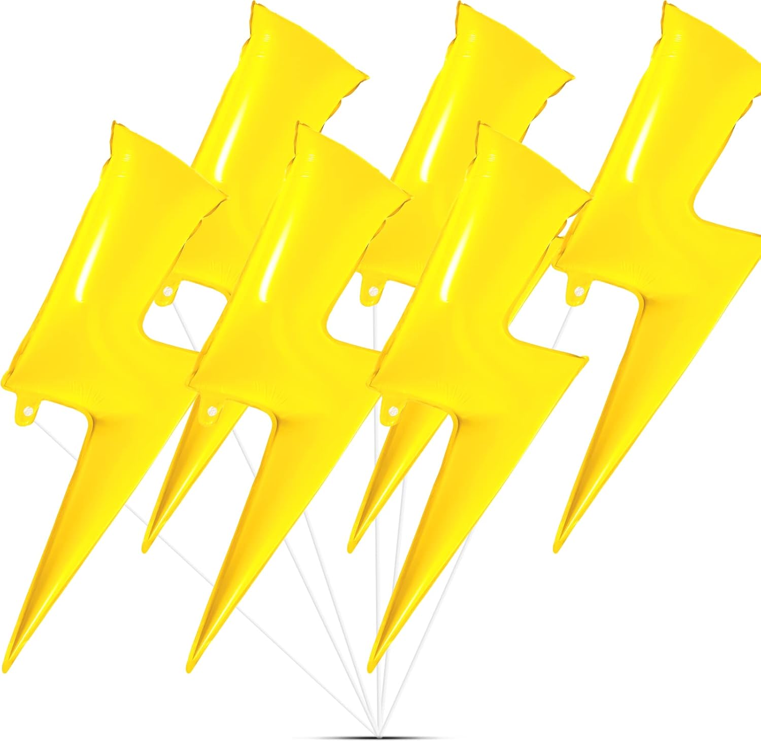 Set of 6 Flash Foil Balloons with Lightning Bolt Design 45 Inch Yellow