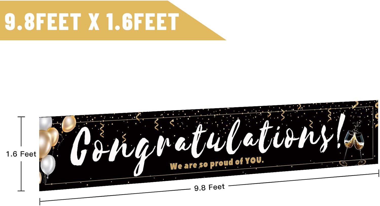 Large Black Congratulations Decoration Banner for Parties