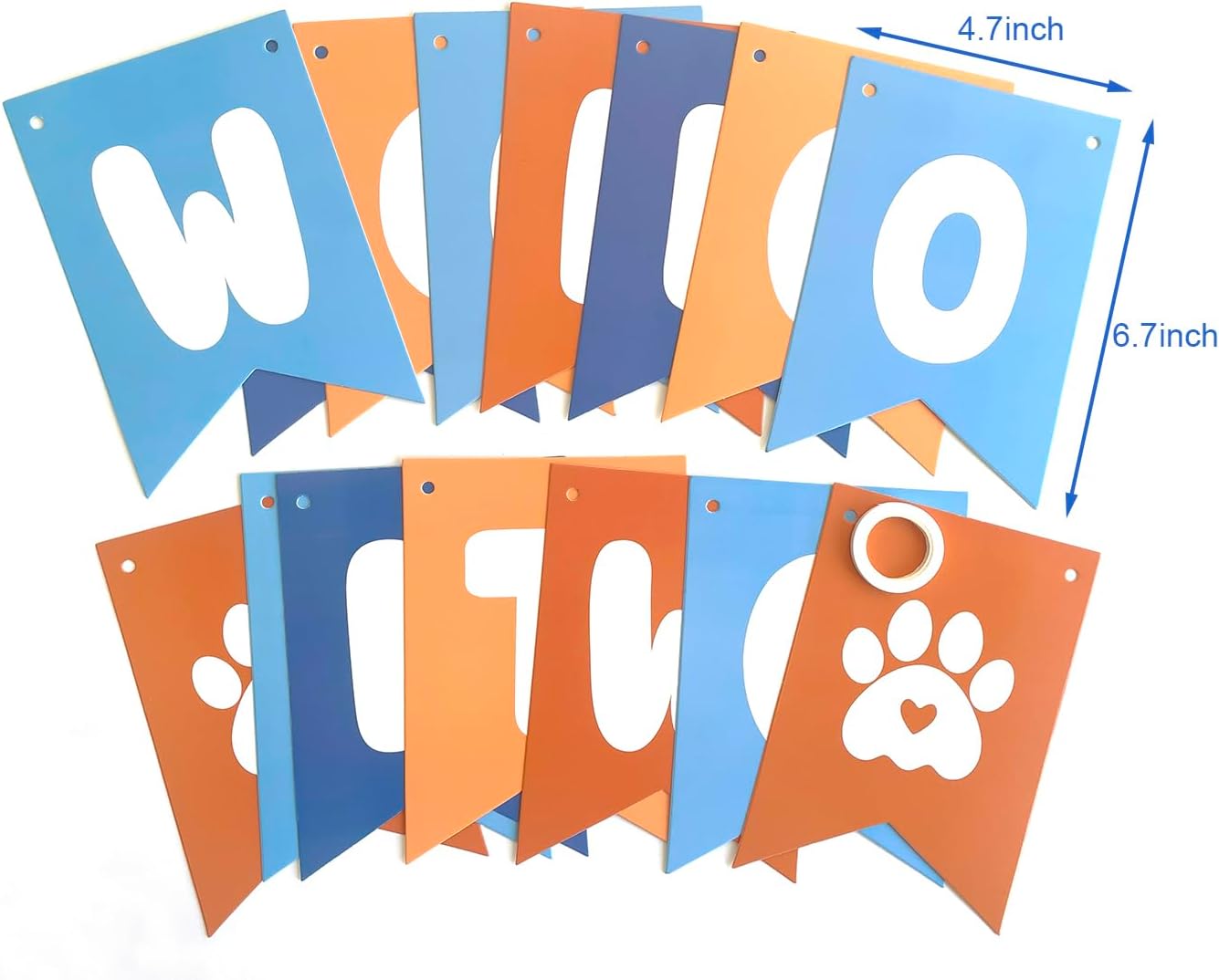 Blue Orange 2nd Birthday Decor Banner Set