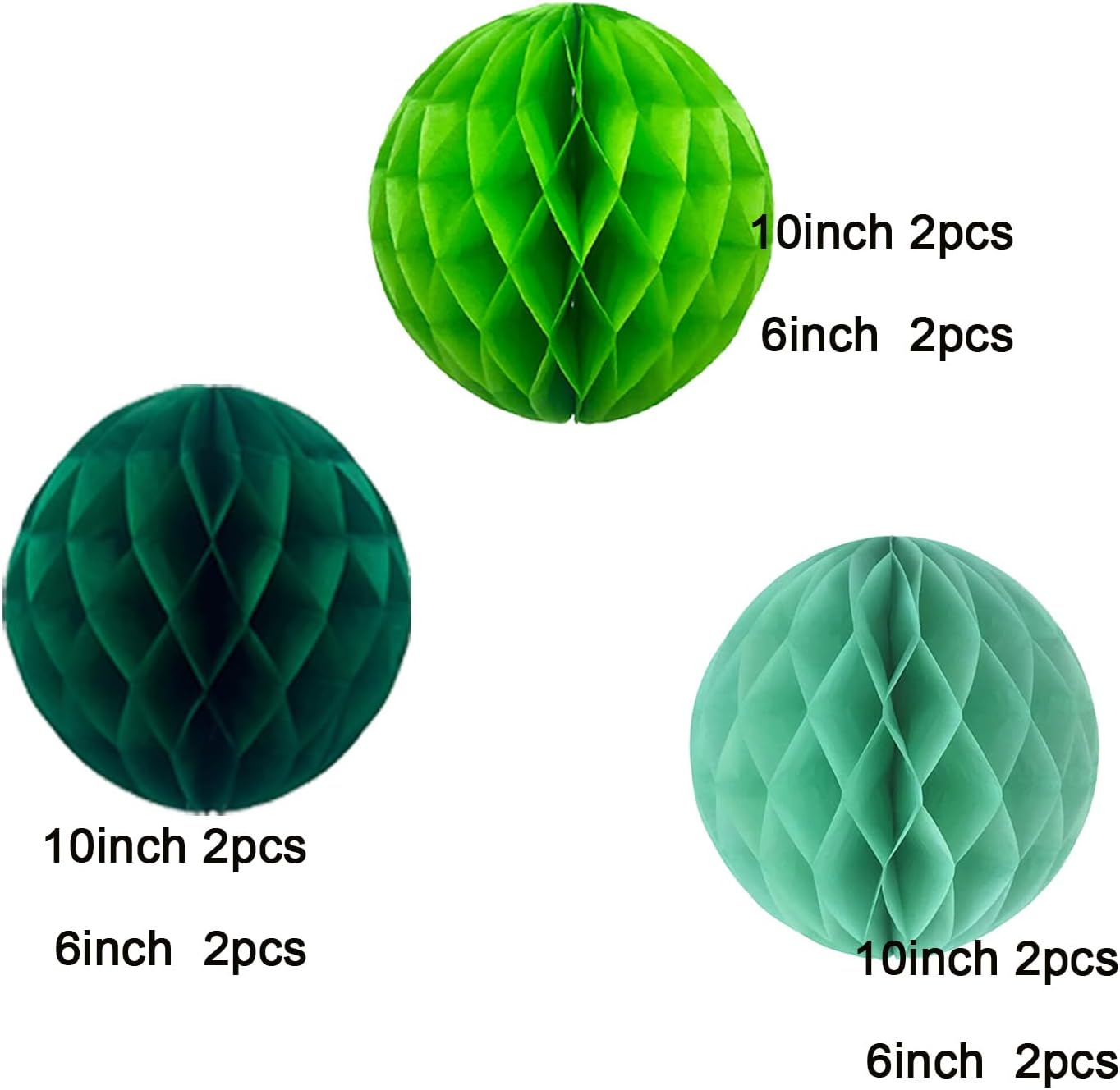 Green Paper Honeycomb Balls 12 Pack for Party Decorations