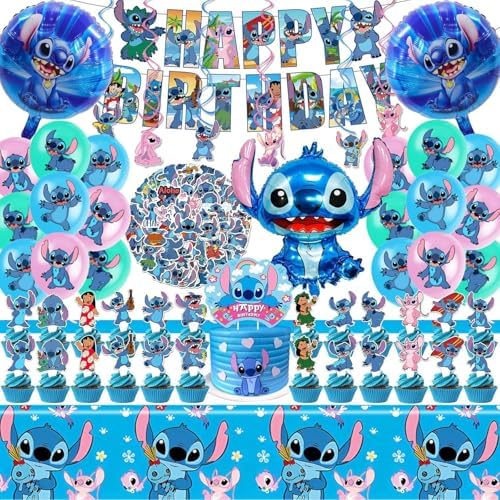 Stitch Party Supplies 102 PCS Themed Birthday Decorations Set