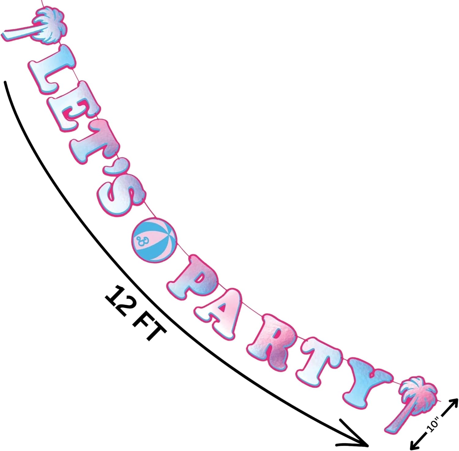 Premium Malibu Pink Barbie Lets Party Letter Banner 10 x 12ft