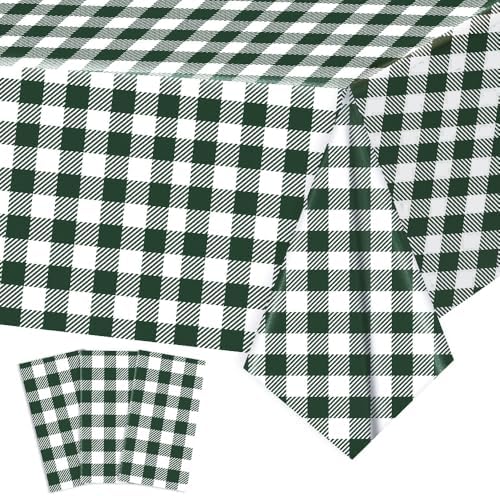 3 Pack Blackish Green Gingham Tablecloths for Parties