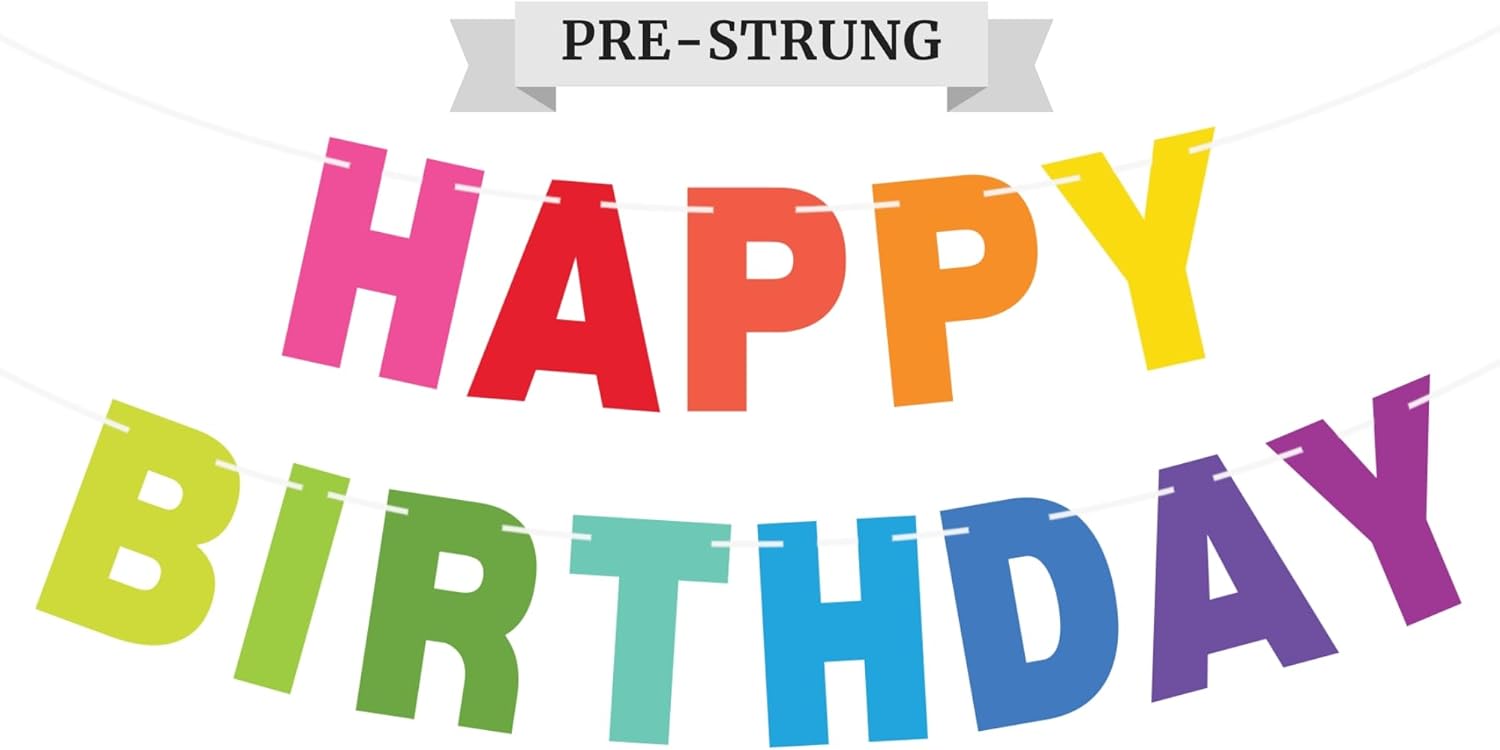 Pre-Strung Happy Birthday Banner - No DIY