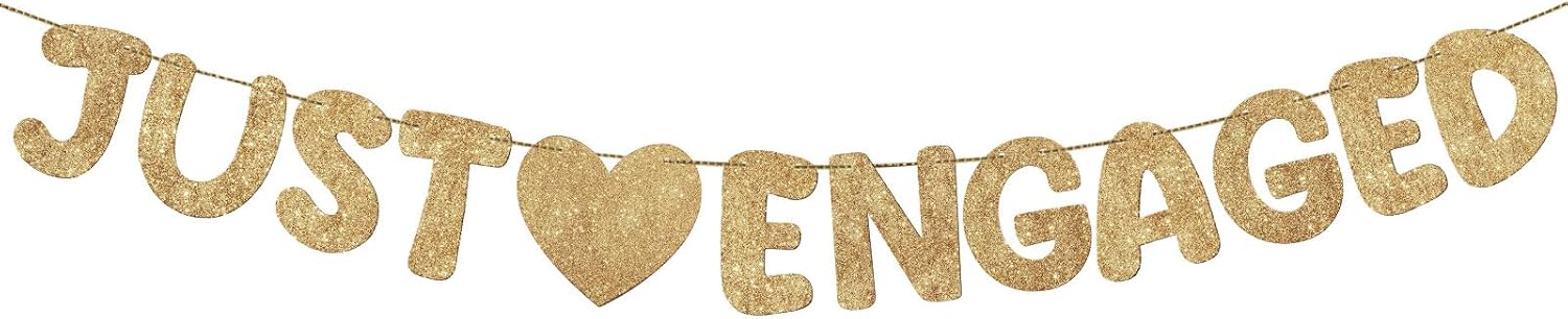 Breling Just Engaged Banner Glitter Engagement Decor