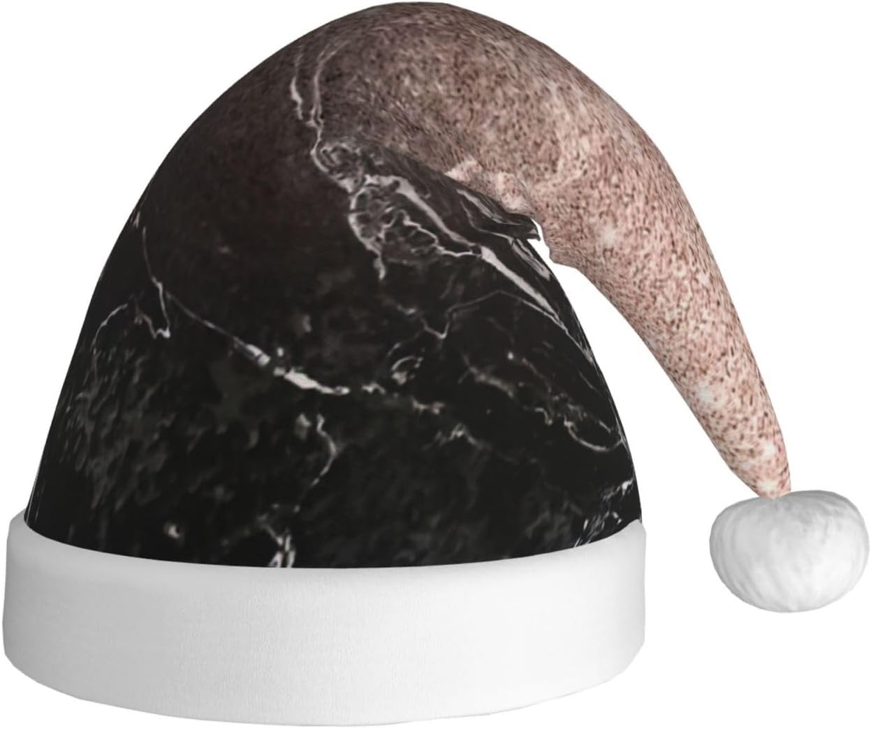 QINZHENG Marble Rose Gold Print Santa Hat for Women