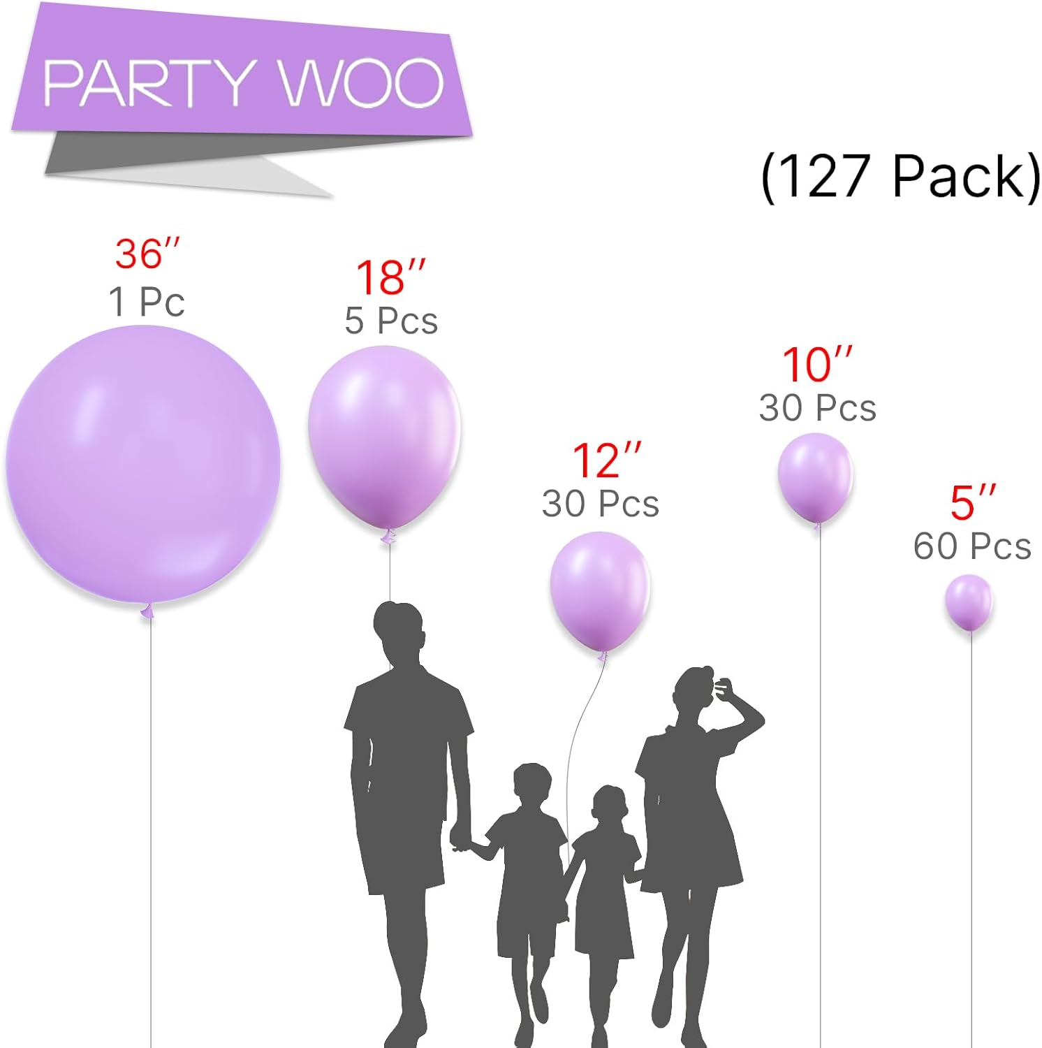 PartyWoo Pastel Purple Balloons 127 Pcs Decor Kit