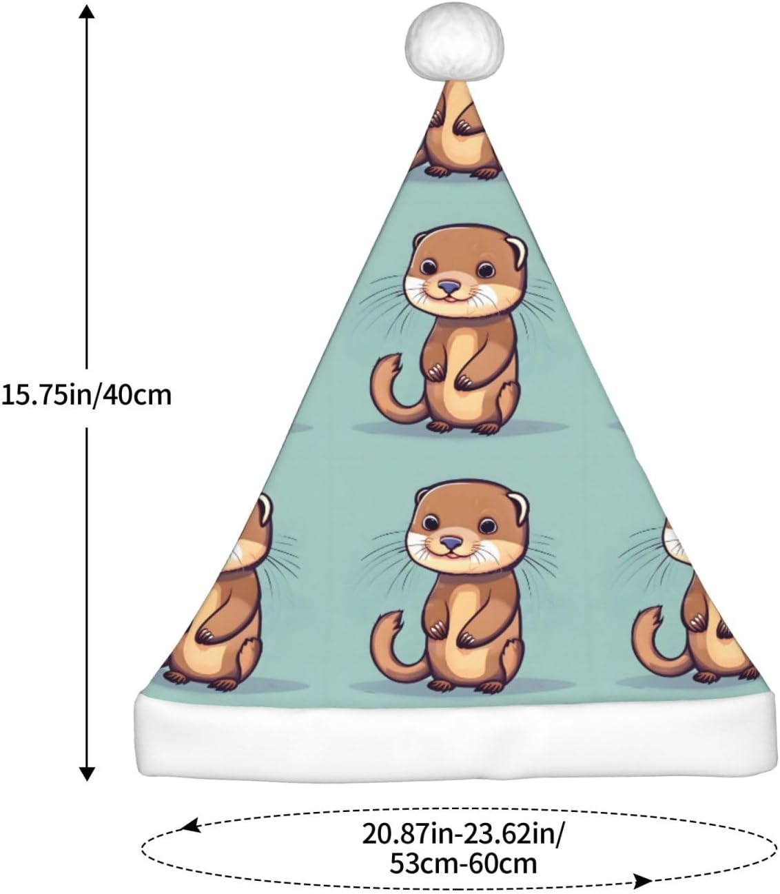 QINZHENG Cartoon Otters Santa Hat for Women