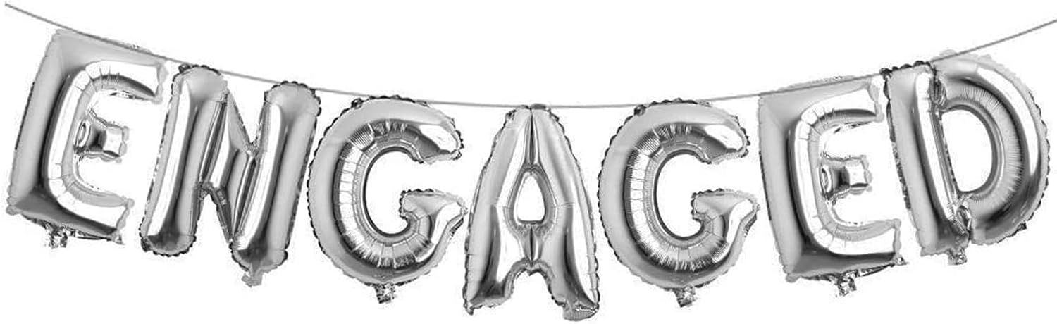 Engaged Silver Party Balloons 16 Inch Engagement Decorations