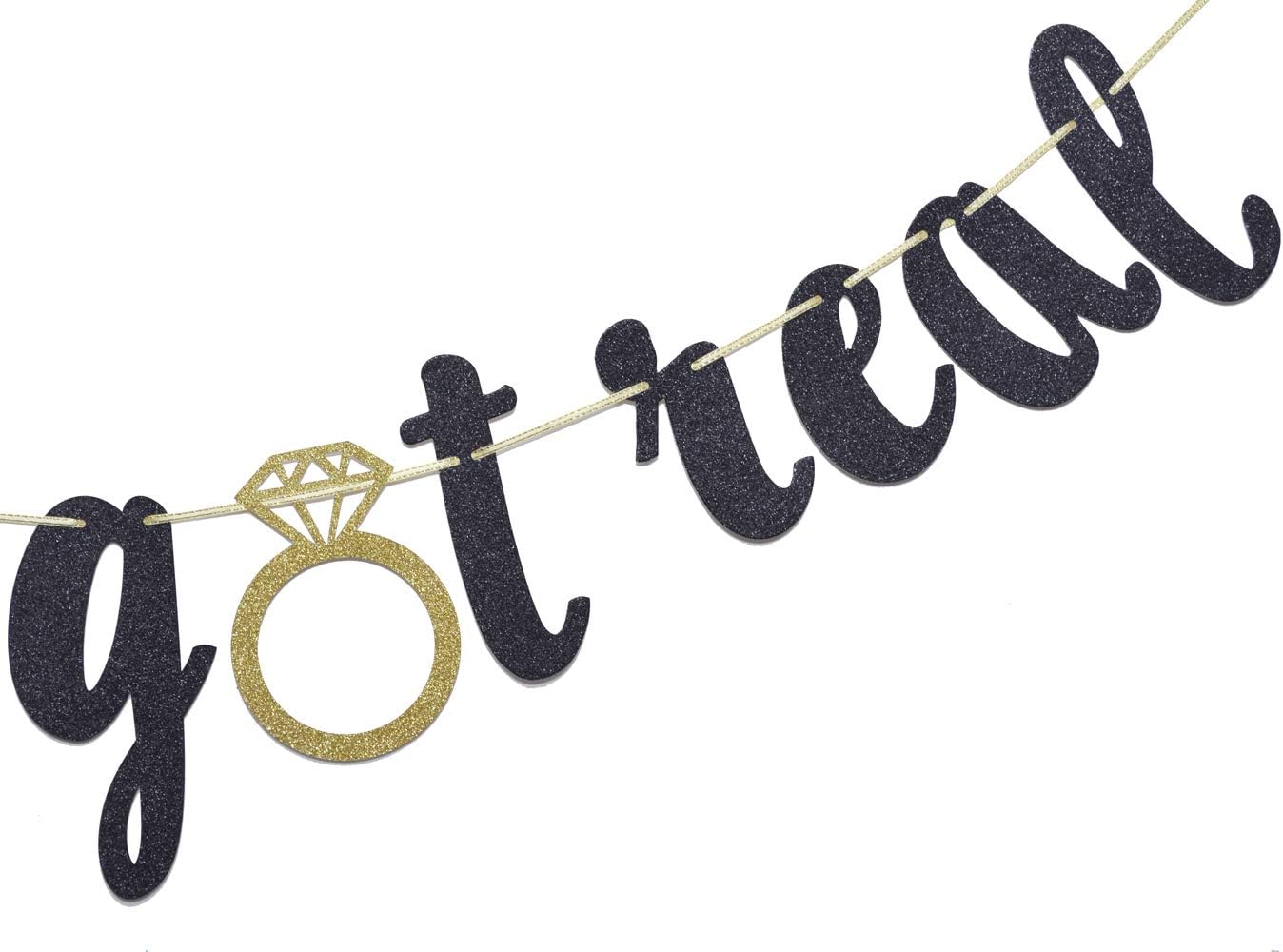 Firefairy Glitter Bunting Banner Black Gold