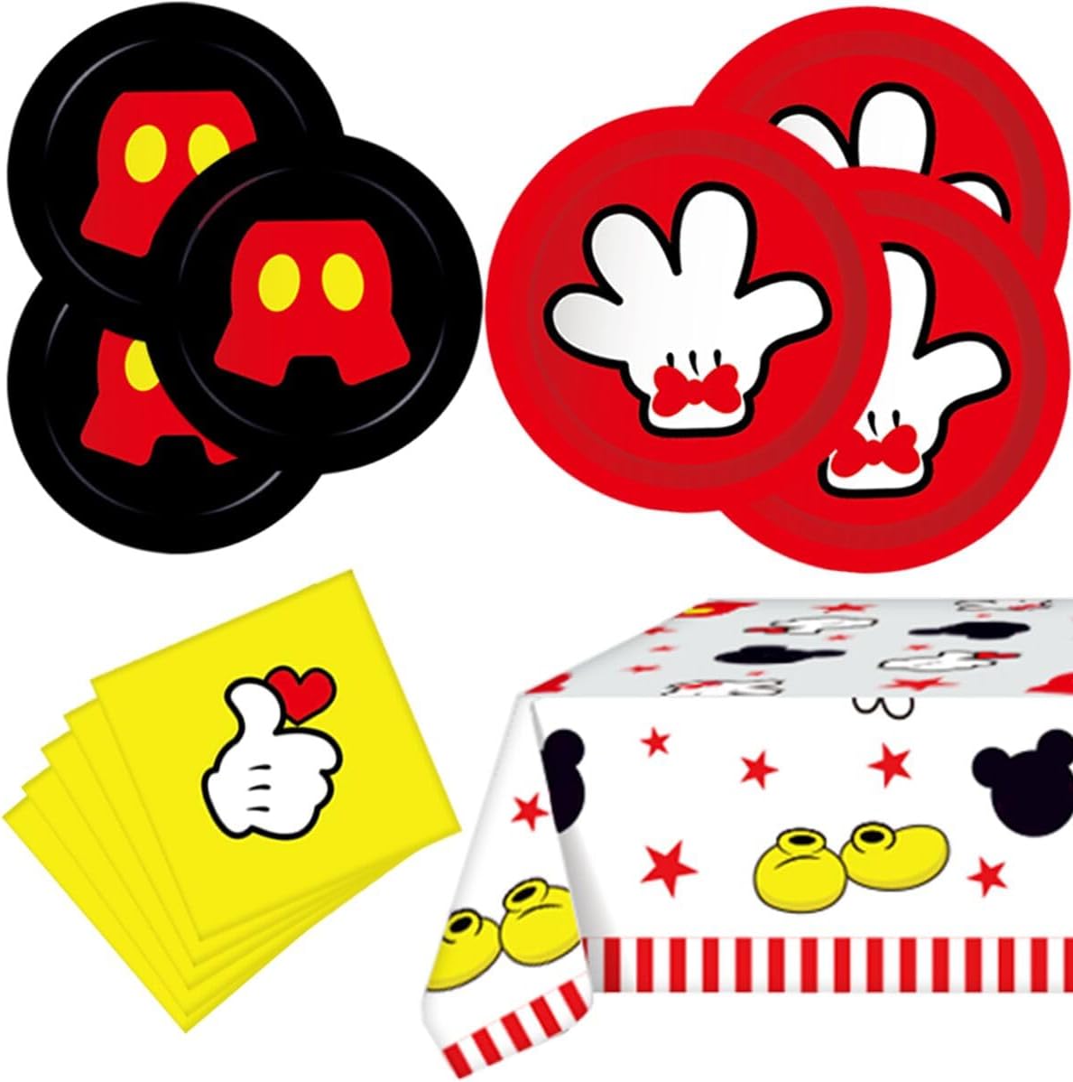 Mouse Party Supplies Kit 16 Paper Plates 20 Napkins and Table Cloth