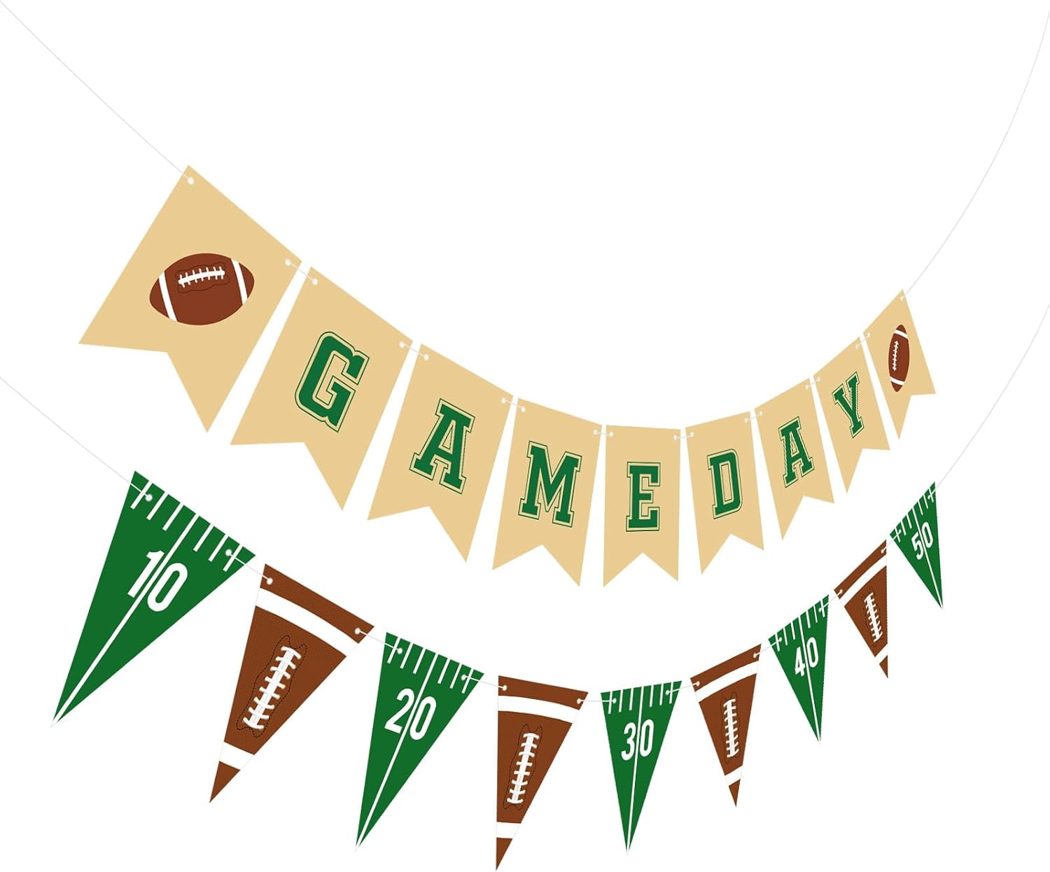 Hooqict Football Party Banner Garland with Triangle Flags