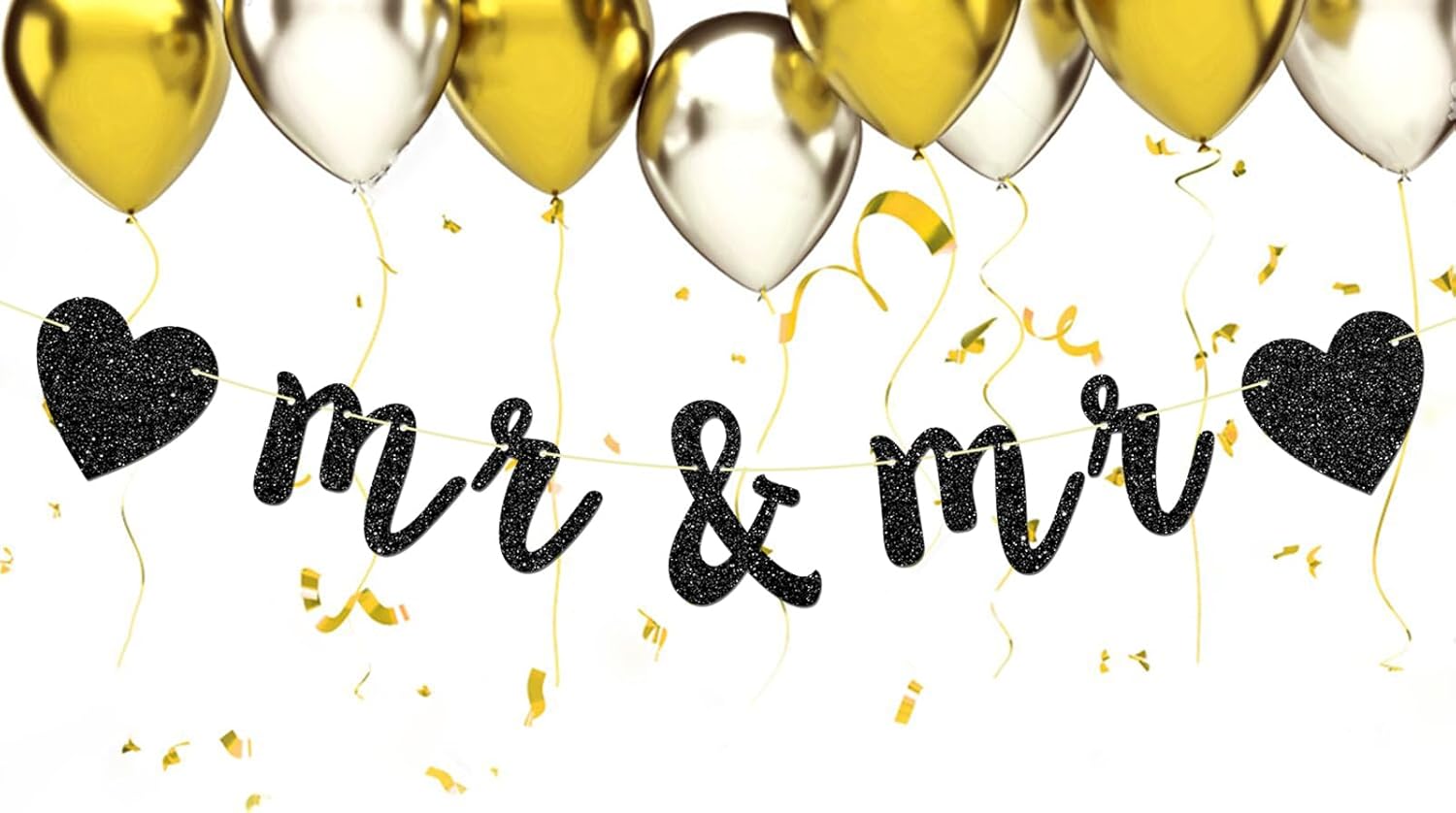 Maicaiffe Black Glitter Gay Couple Banners
