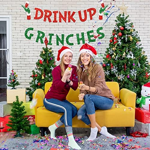 Drink Up Grinches Banner Christmas Decor