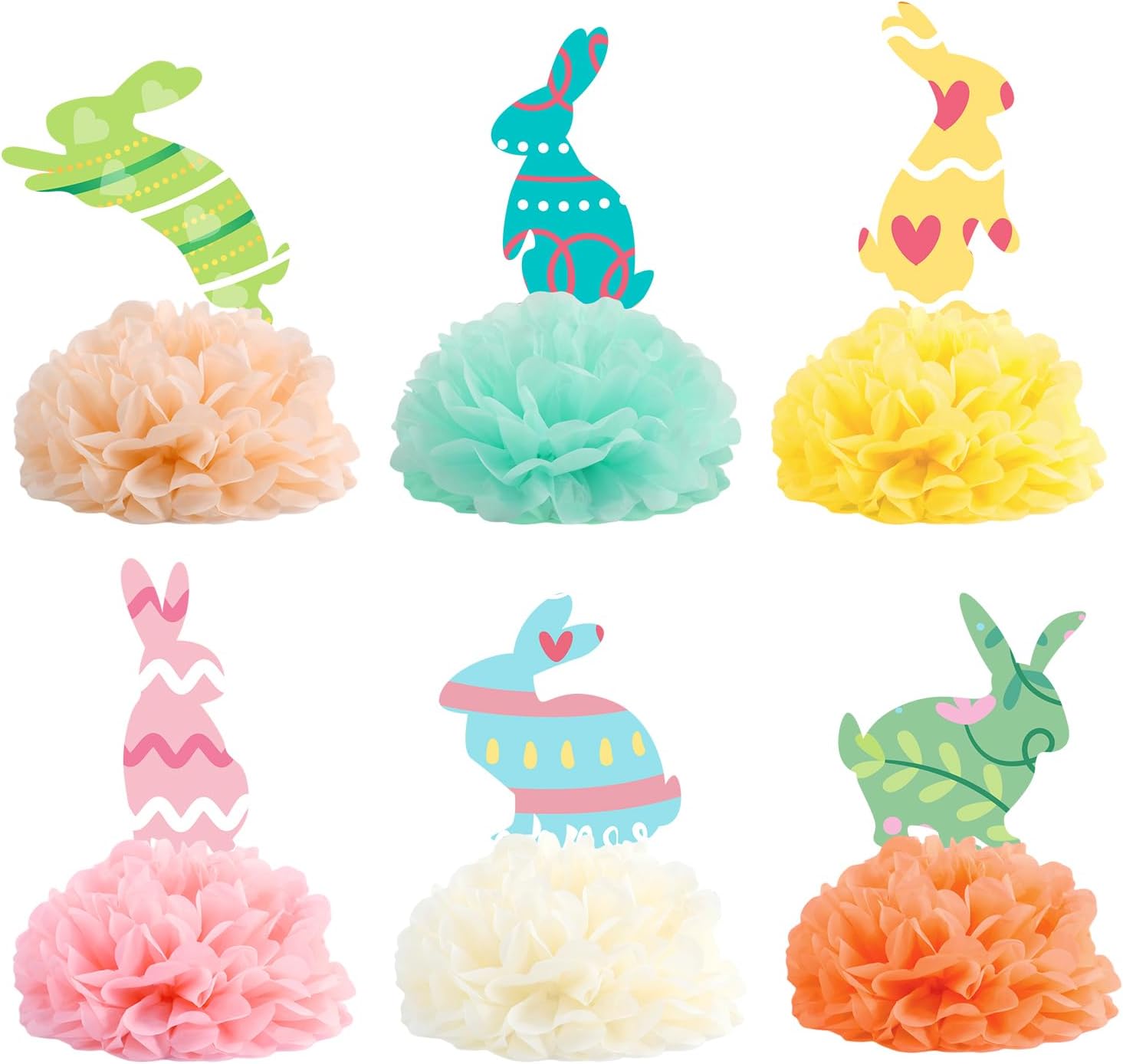 Fonder Mols 12pcs Bunny Tissue Paper Pom Poms Flowers Kit