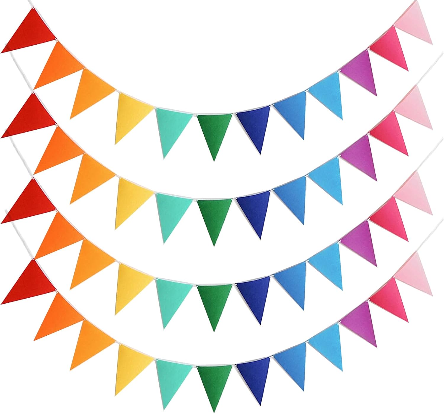 4 Strings 48PCS Rainbow Pennant Banner Flags