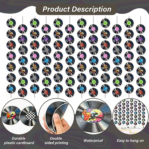 12 PCS Vinyl Record Banners 50s Party Decor