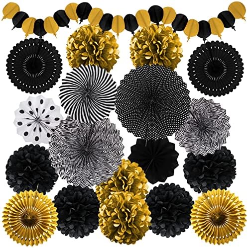 Black and Gold Party Decorations Set
