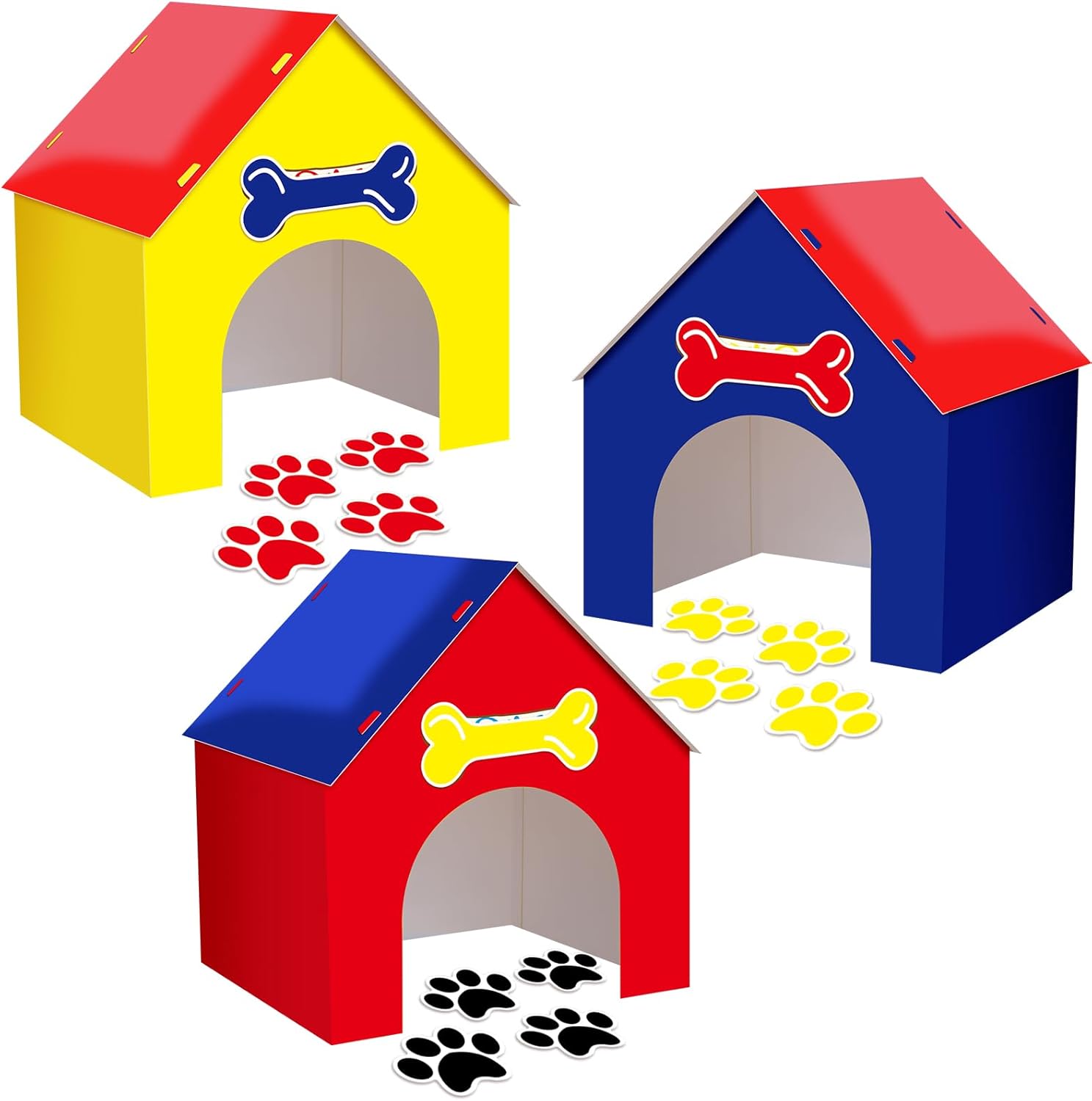 3 Set Dog Paw Birthday Party Decorations Red Yellow Blue
