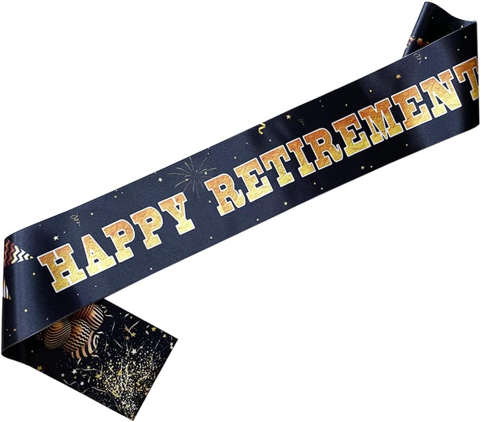 Black Gold Retirement Sash for Adults Unisex
