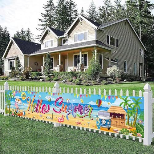 Hello Summer Party Decorations Extra Large Beach Banner