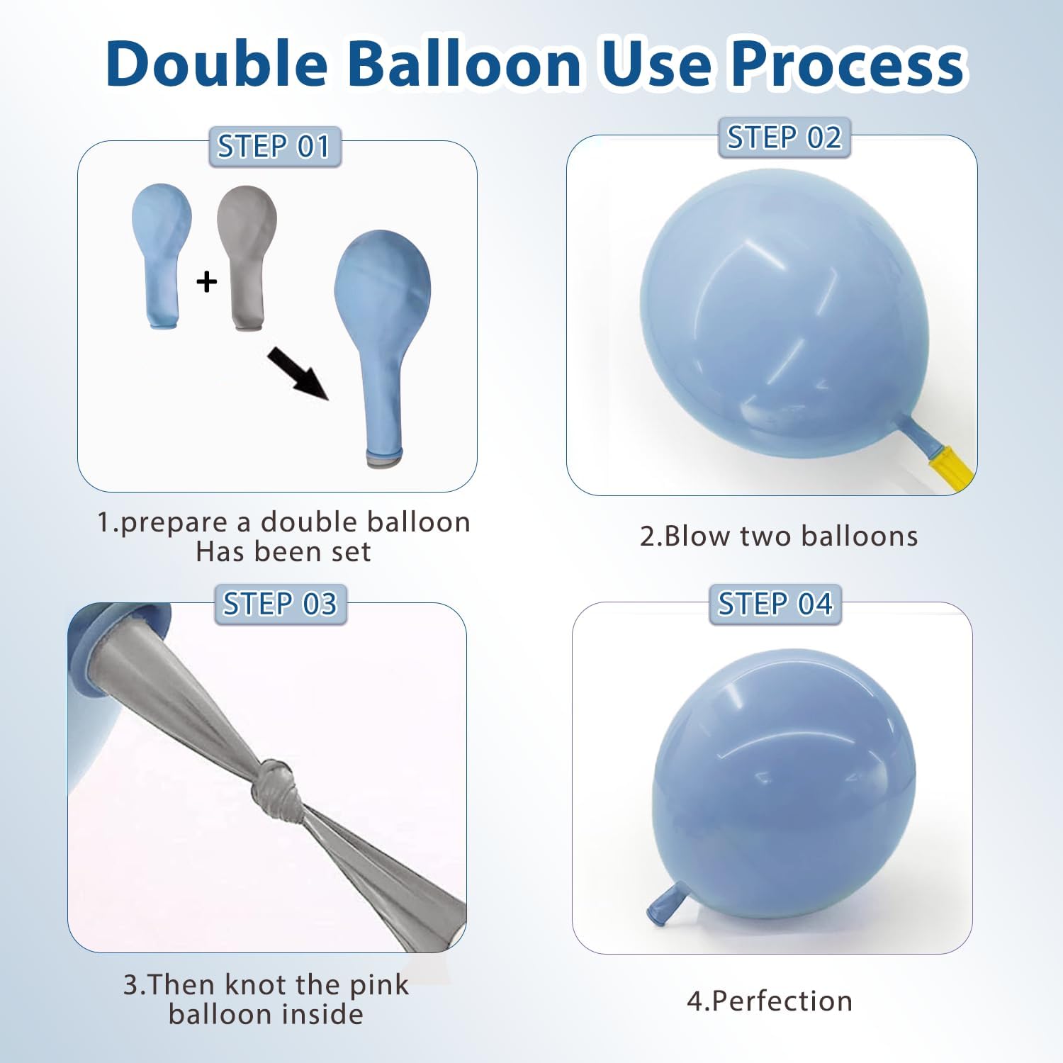 Dusty Blue and Gold Balloons Arch Kit
