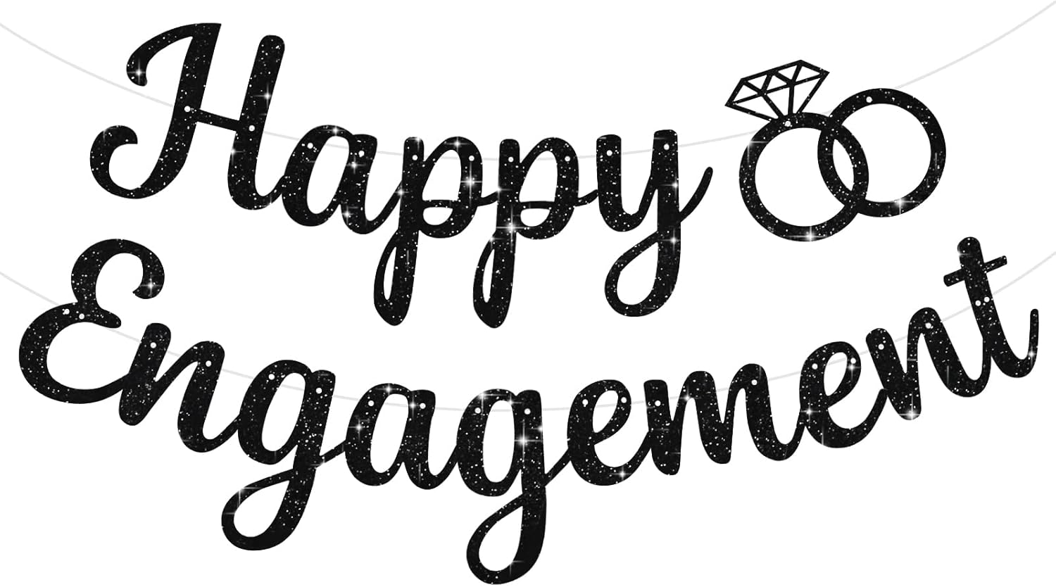 BEISHIDA Glitter Happy Engagement Banner - Black