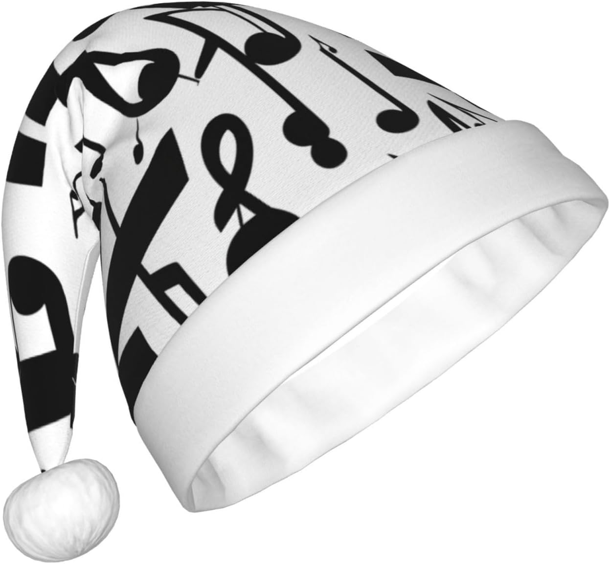 QINZHENG Black Music Note Santa Hat for Women