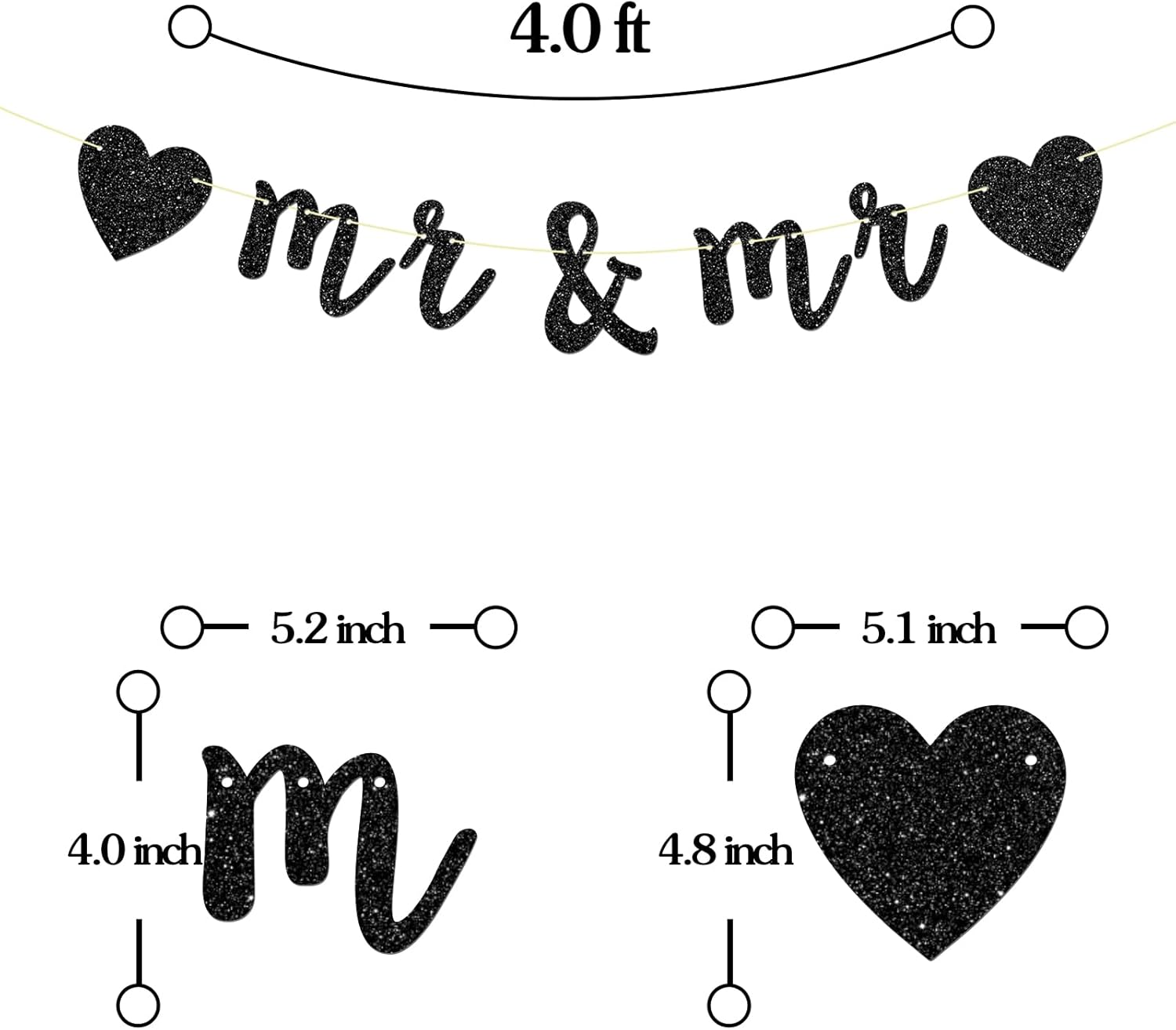 Maicaiffe Black Glitter Gay Couple Banners