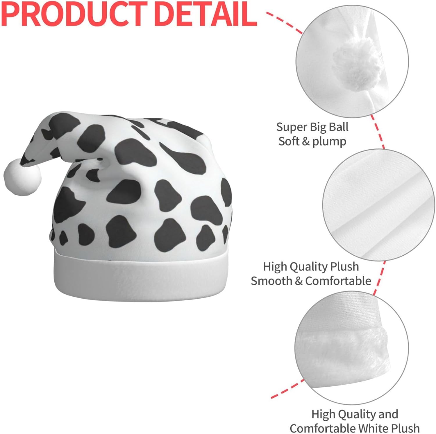 QinZheng Personalized Santa Hat with Cow Print