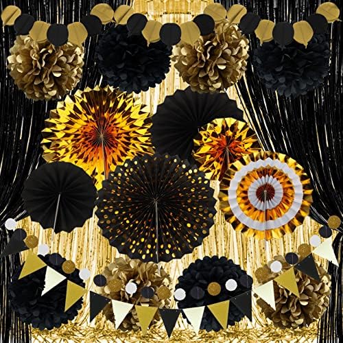 Zerodeco Gold and Black Party Decorations