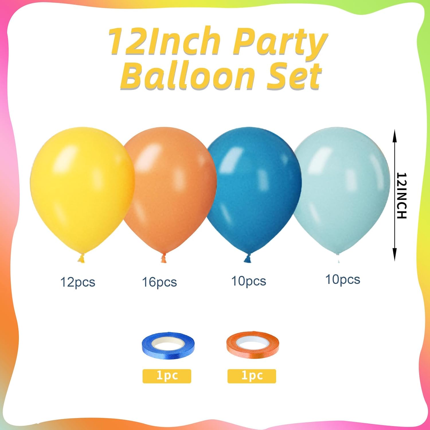 Retro Blue Yellow Orange Balloons 12 Inch Party Decoration