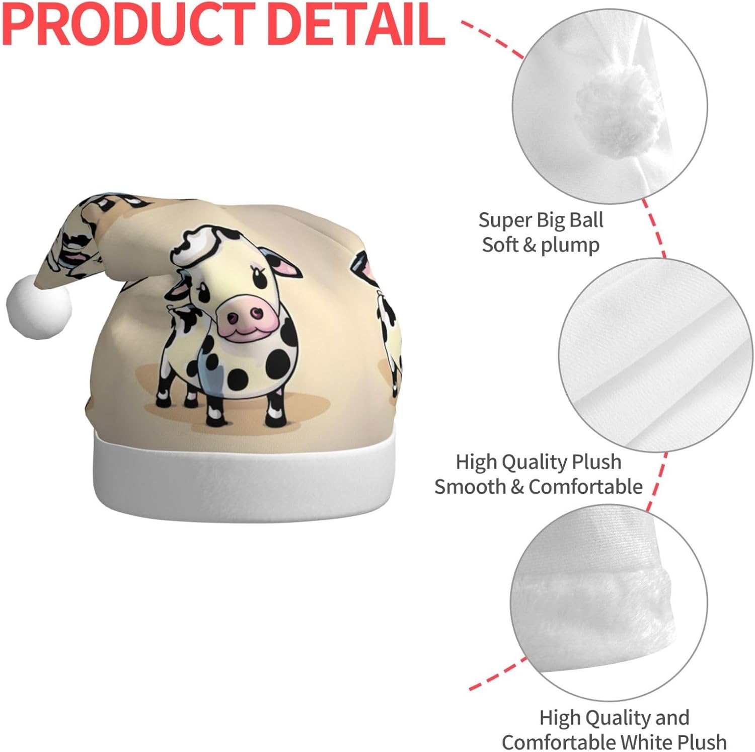 QinZheng Cartoon Milk Cow Santa Hat