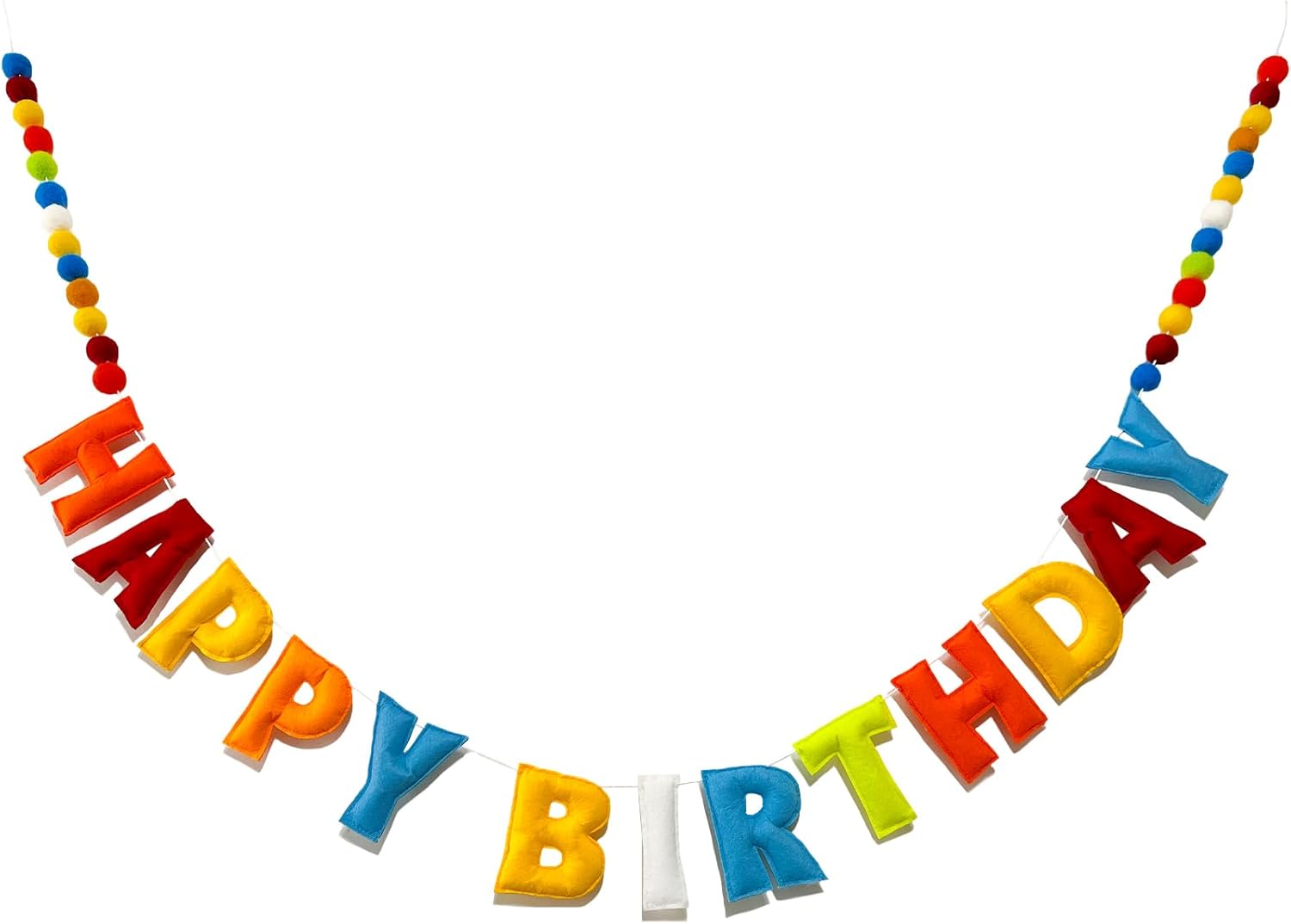 Pre-Strung Happy Birthday Banner with Wool Balls