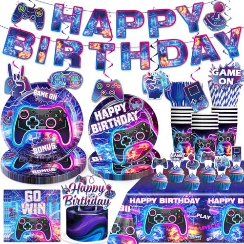 Yingoto 186Pcs Video Game Party Decorations Set