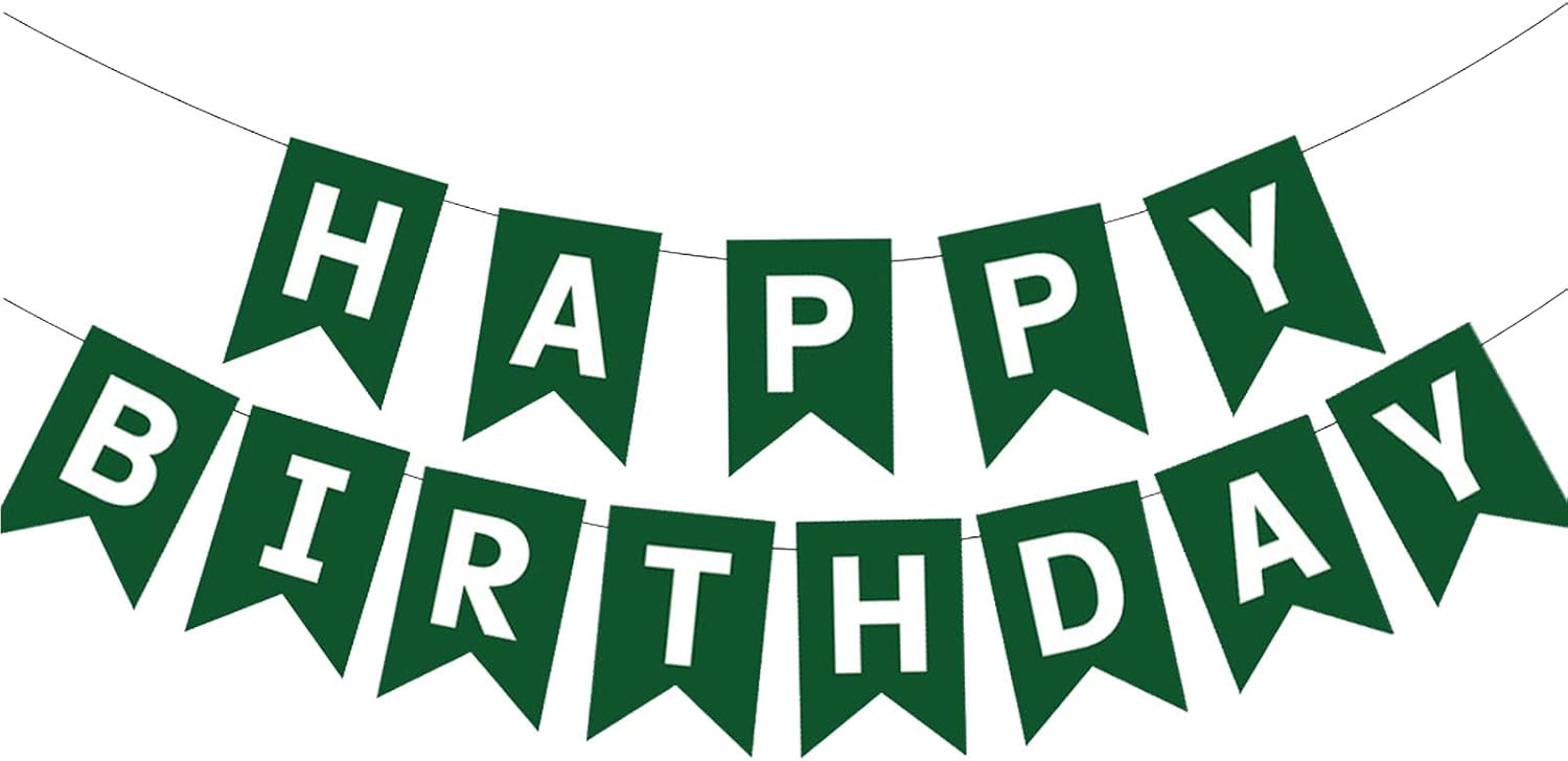 Green Happy Birthday Banner for Adults and Kids