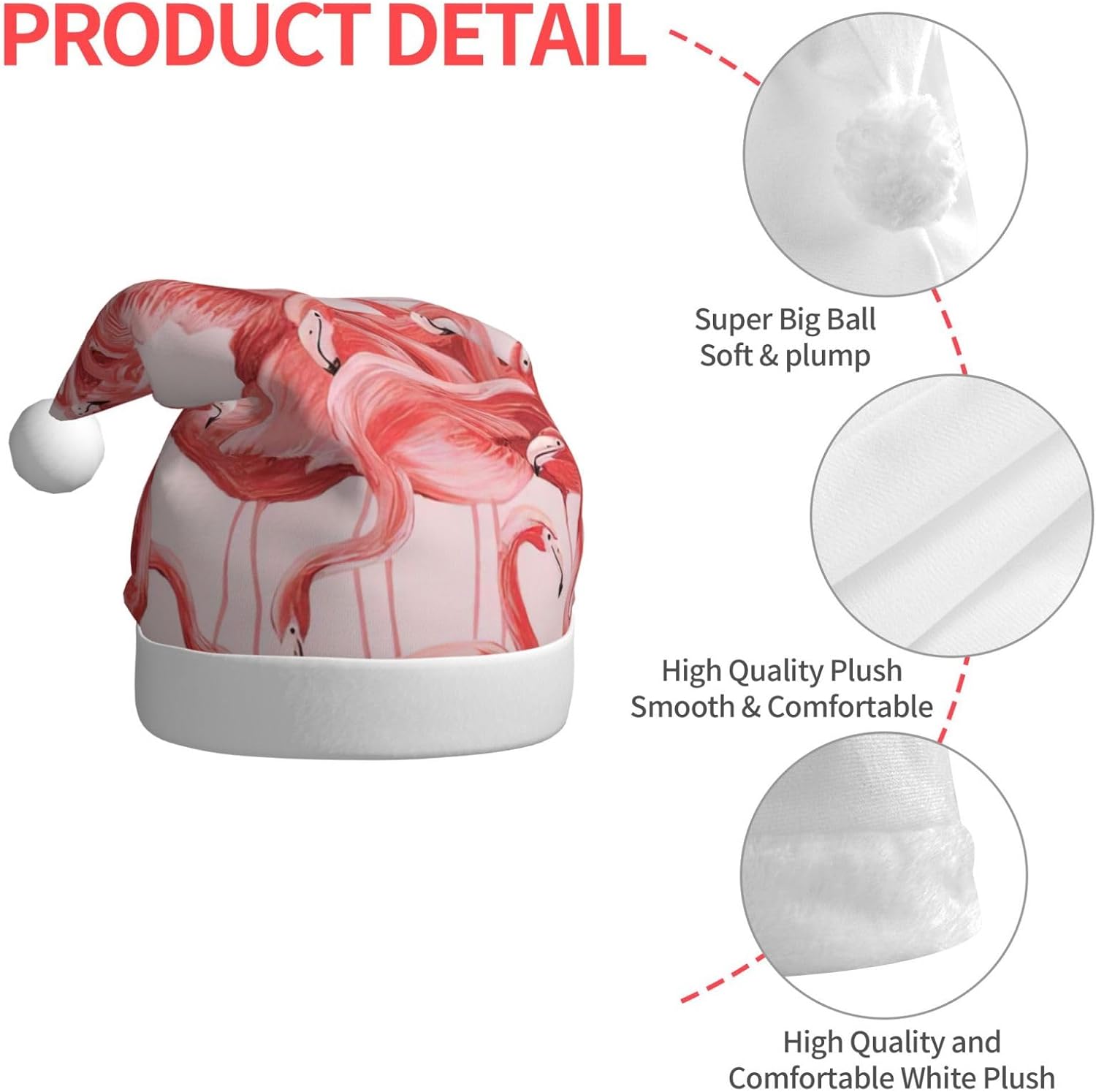 Flamingo Print Personalized Santa Hat for Women Adult