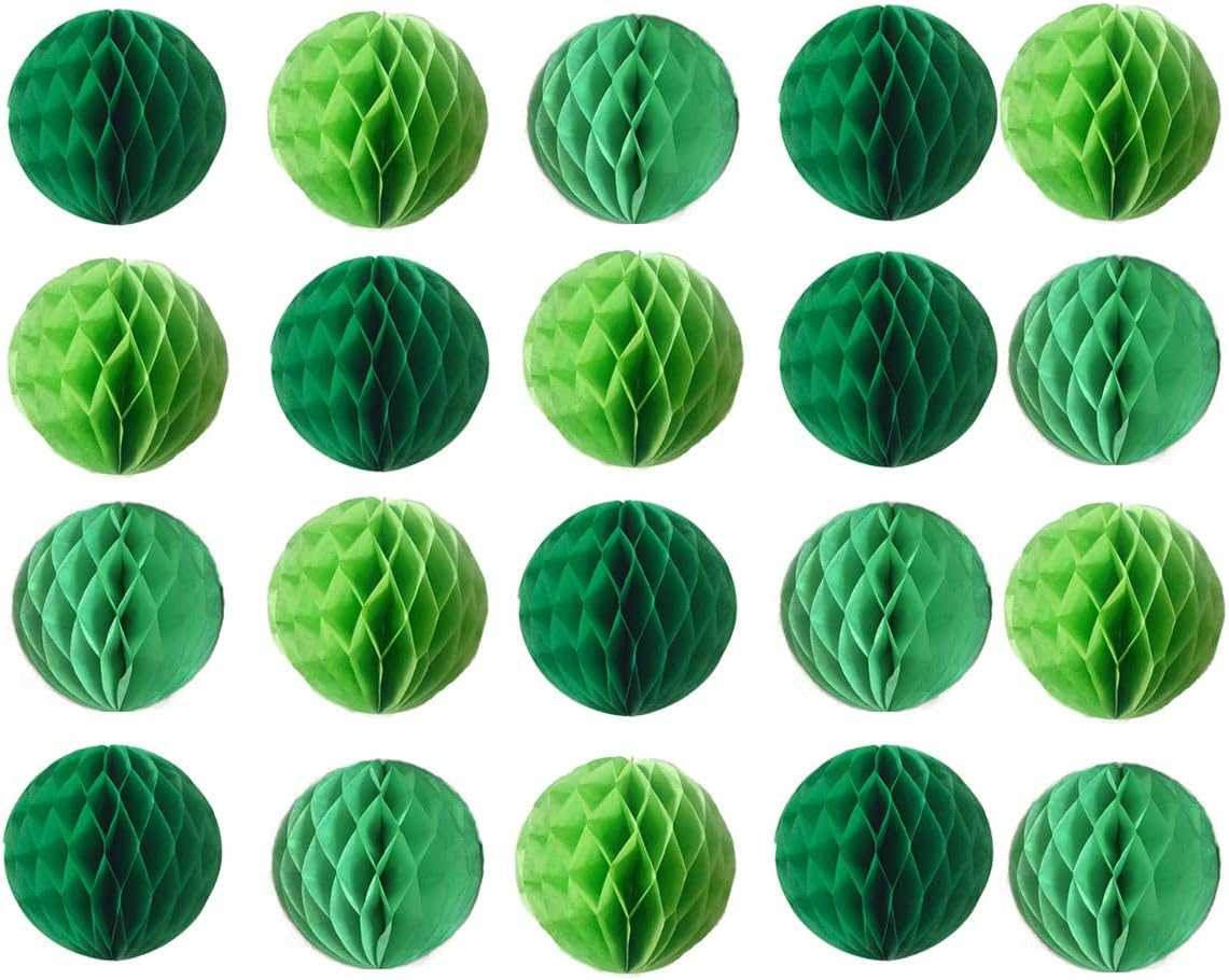 20pcs Green Honeycomb Flower Balls for Decorations