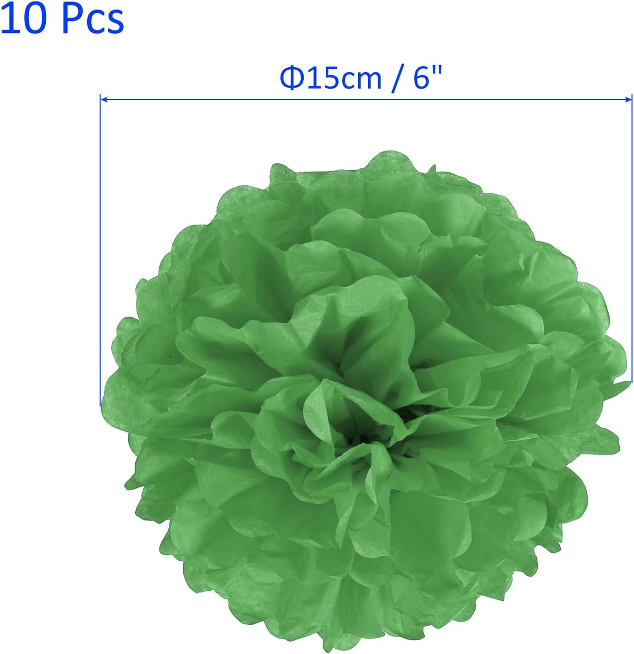 M Meterxity 10 Pack Tissue Pom Poms Green 6 Inches