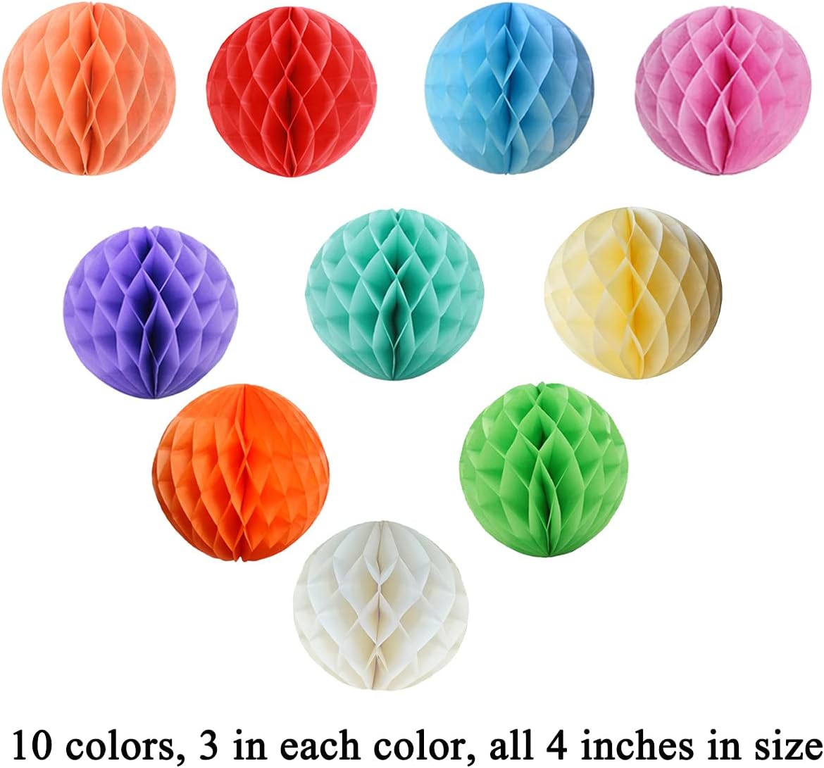 Ylys Love 30pcs 4inch Tissue Paper Honeycomb Balls Wall Decor