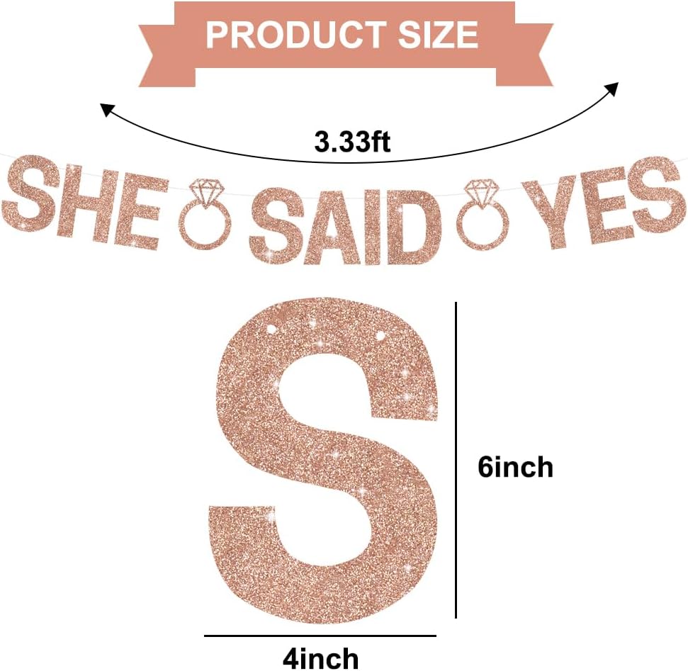 Glitter Rose Gold She Said Yes Pre-Strung Banner